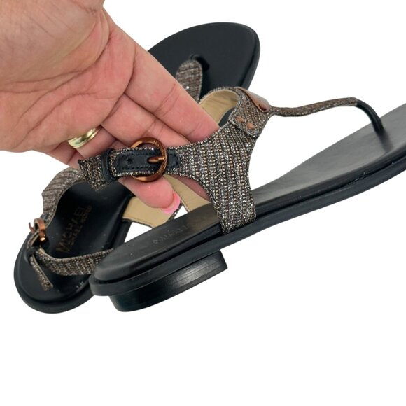 Michael Kors Plate Womens Copper/silver Shimmer Thong Sandals Size 6M- NWOT - Picture 10 of 11